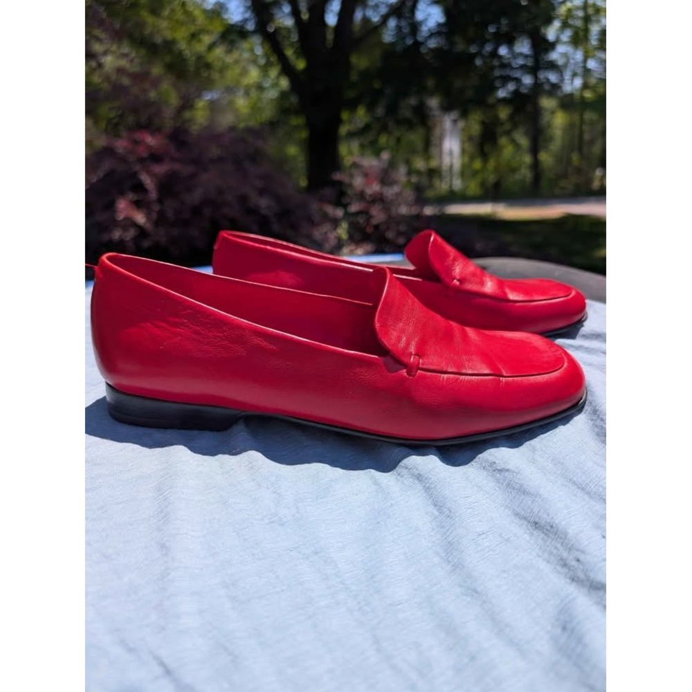 Antonio Melani Red Leather Loafers Women's 6M Italian Leather Flats - Picture 3 of 9